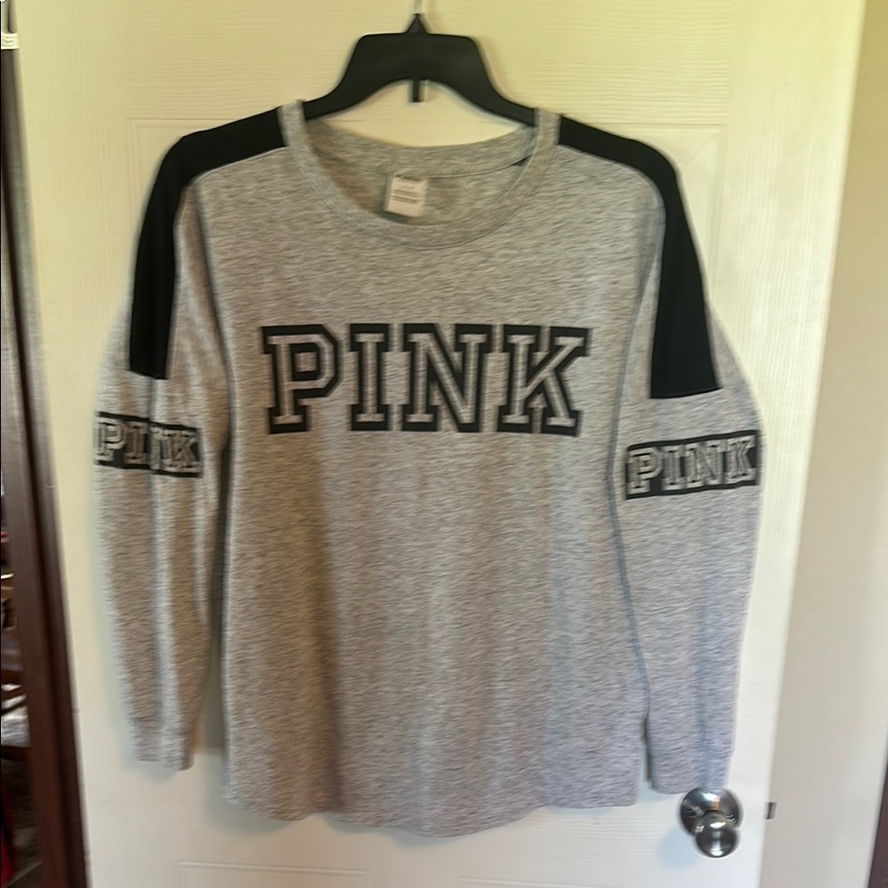 Gray and Black PINK Long Sleeve Shirt
